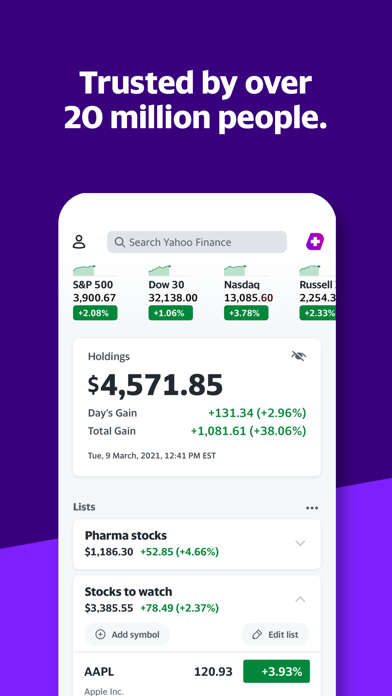 Yahoo Finance By Yahoo Ios アメリカ合衆国 Searchman アプリマーケットデータ