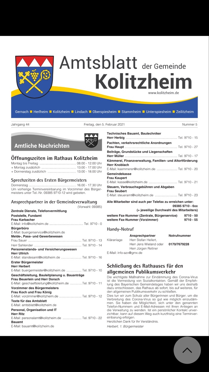 Amtsblatt Kolitzheim
