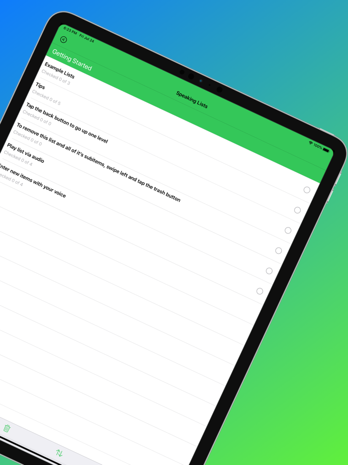 Speaking Lists - Speech input