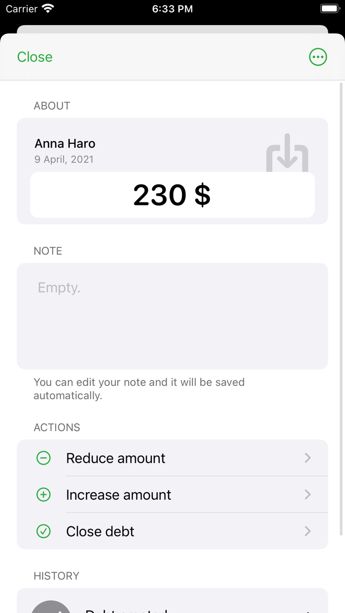 Berry. Debts Tracker