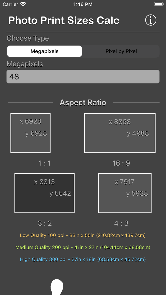 Photo Print Sizes Calculator