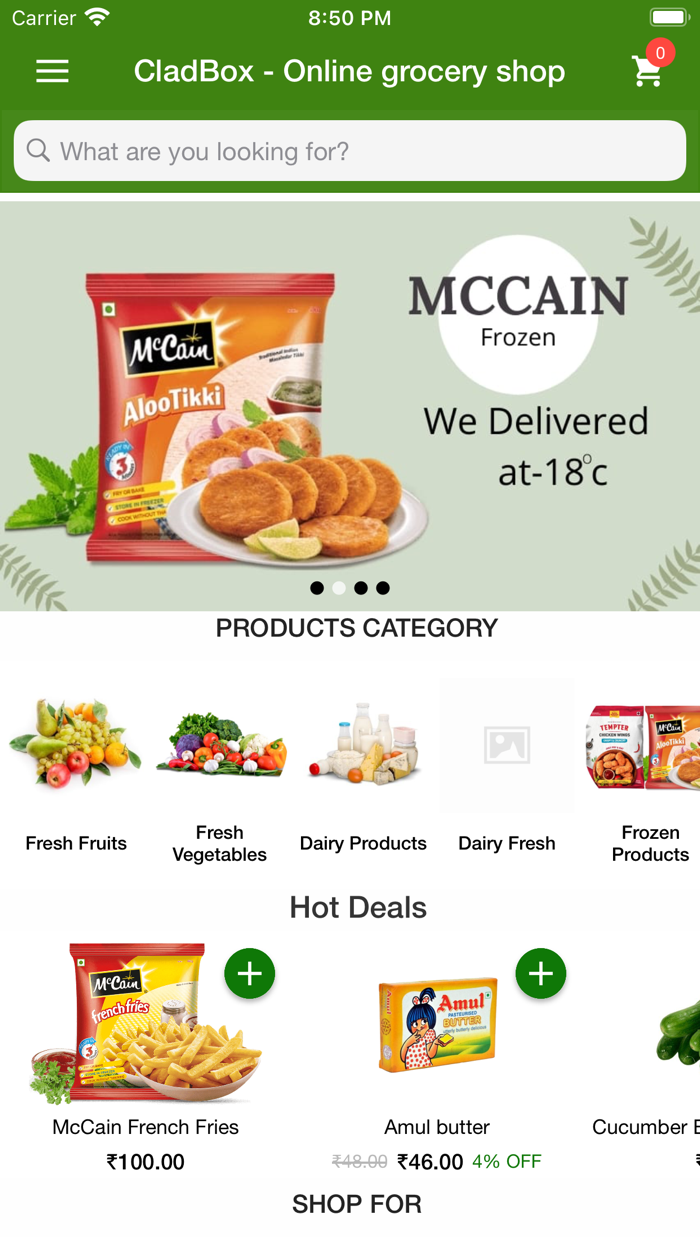 CladBox - Online grocery shop