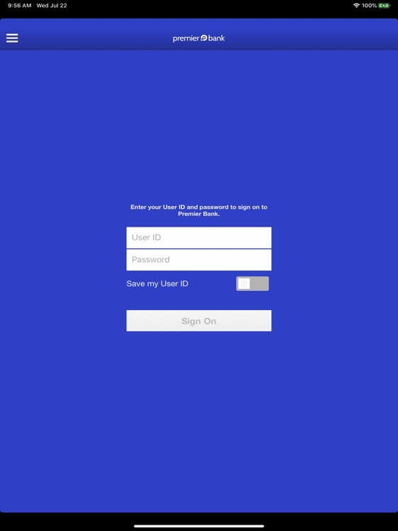 Your PremierBank App for iPad