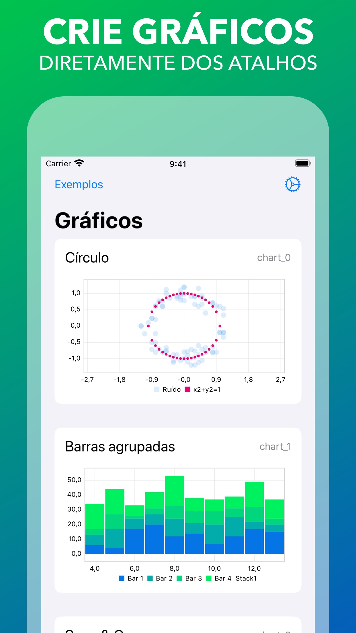 Screenshot do app Charty para Atalhos