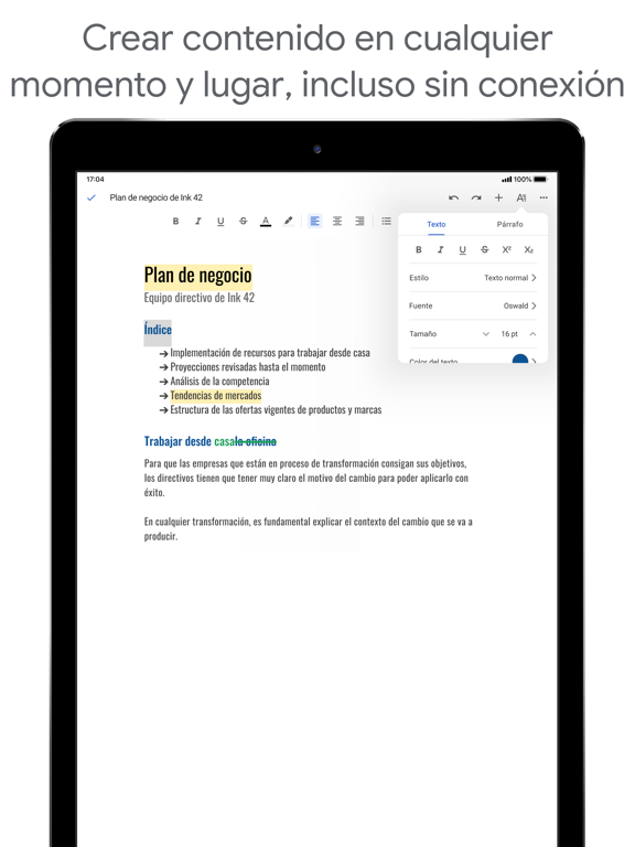 Google Docs iPad Capturas de pantalla