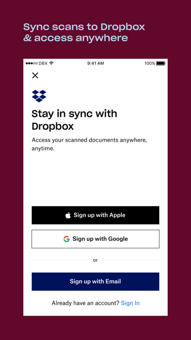 Dropbox Scan - PDF Scanner App Screenshot