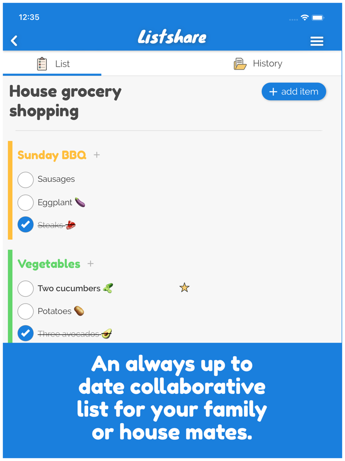 Listshare shared shopping list