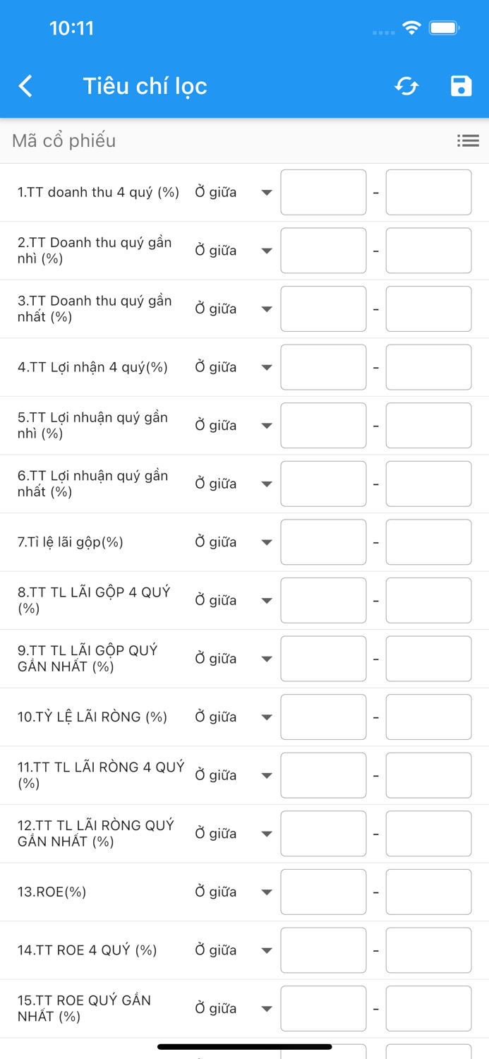 Bộ lọc cổ phiếu