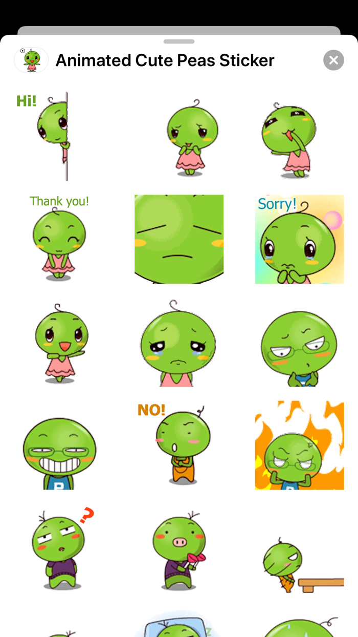 Animated Cute Peas Sticker