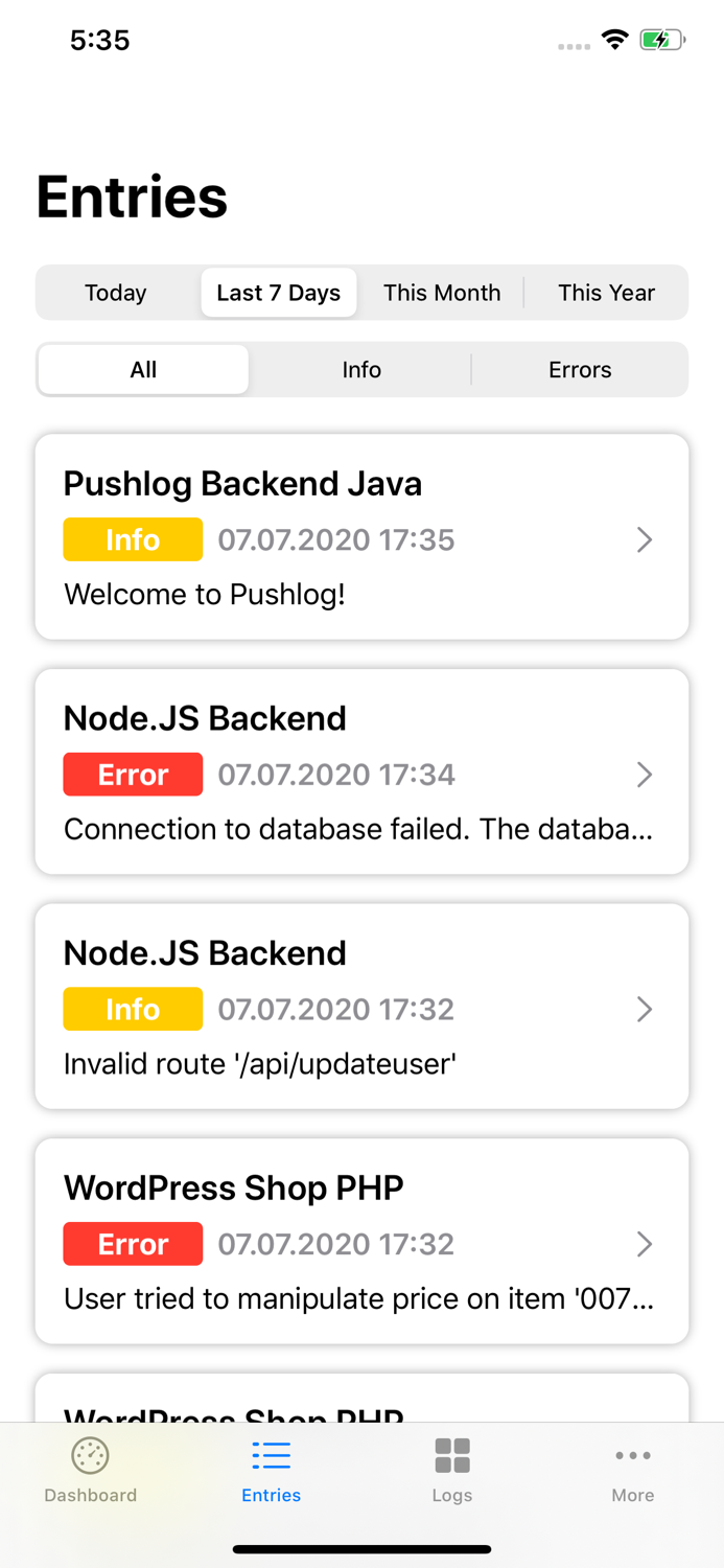 Pushlog - Server Logging