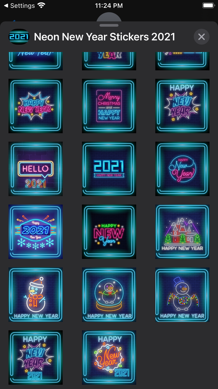Neon New Year Stickers 2021