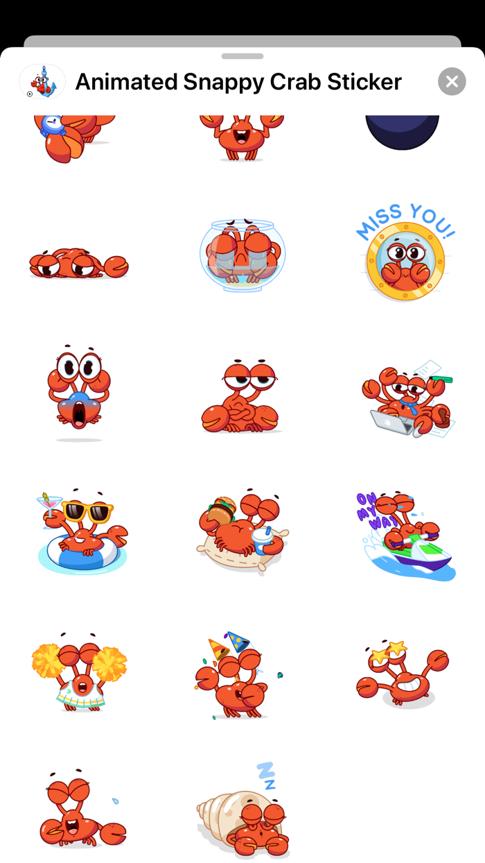 Animated Snappy Crab Sticker