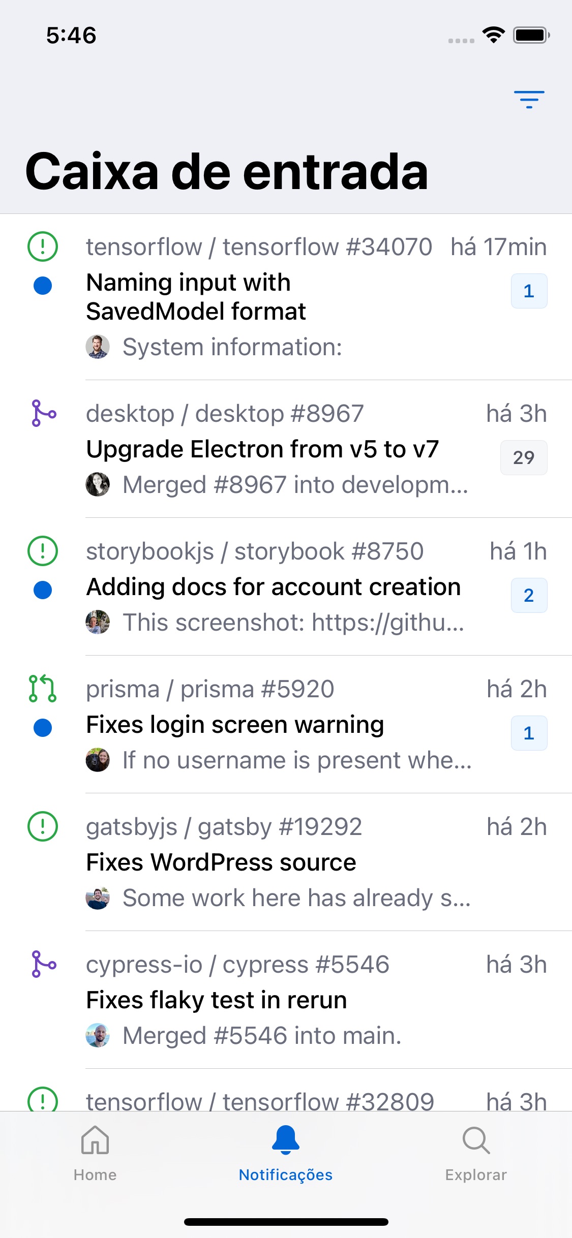 Screenshot do app GitHub