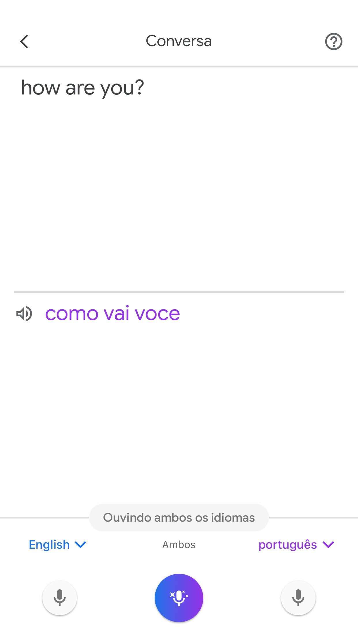 Screenshot do app Google Tradutor
