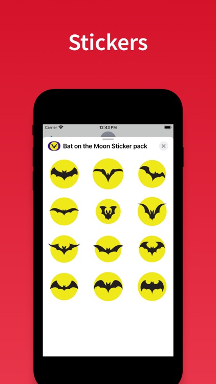 Bat on the Moon stickers emoji