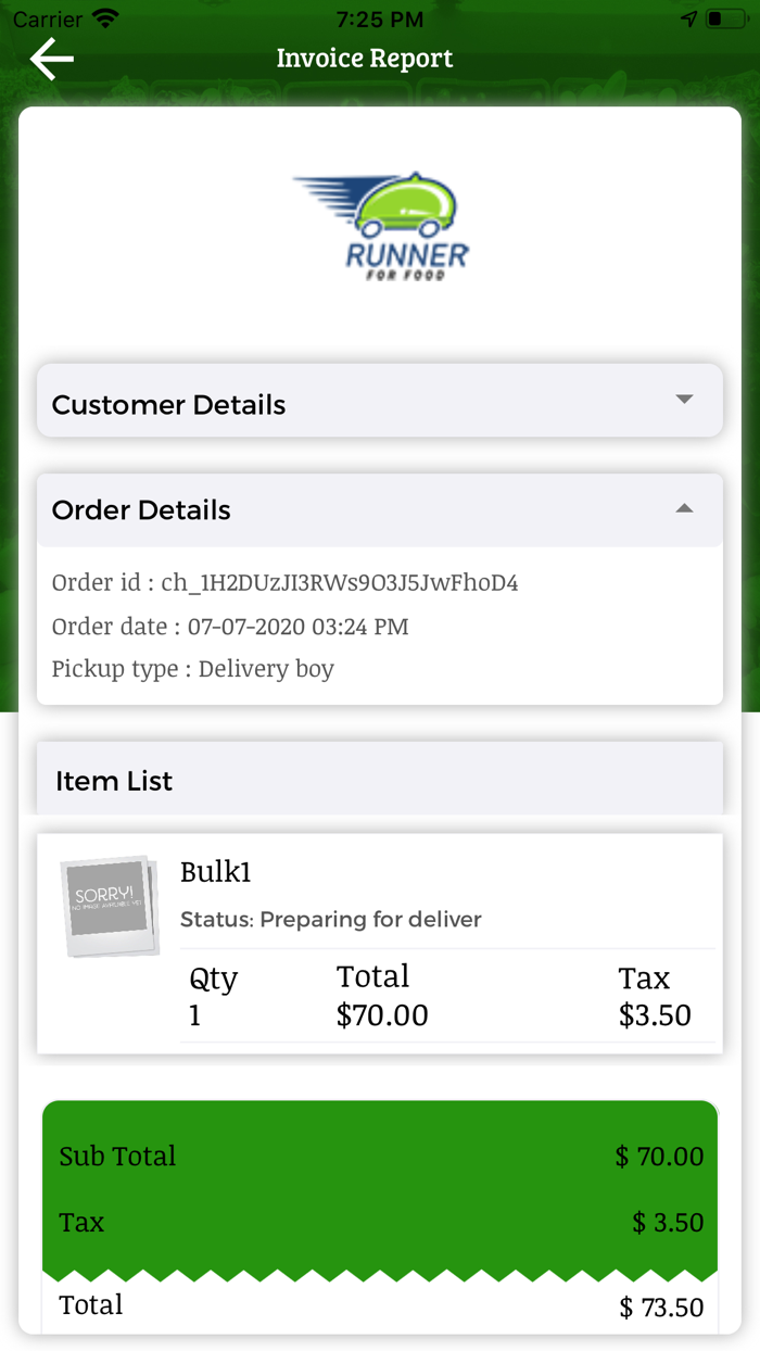 Runner For Food Merchant App
