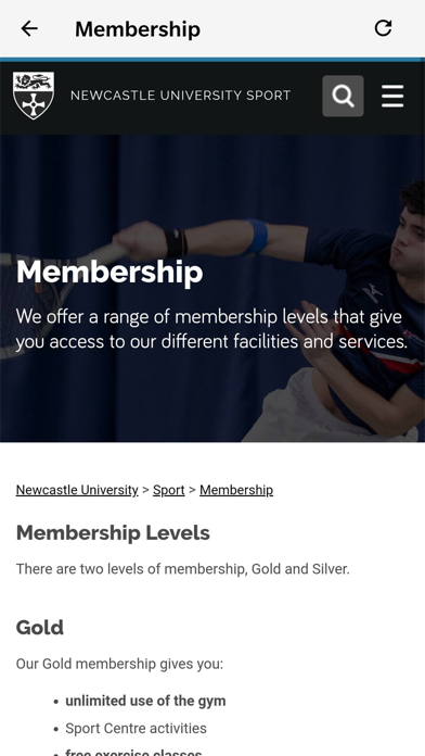 Newcastle University Sport App screenshot 2