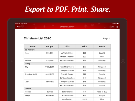 The Christmas Gift List Pro Screenshots