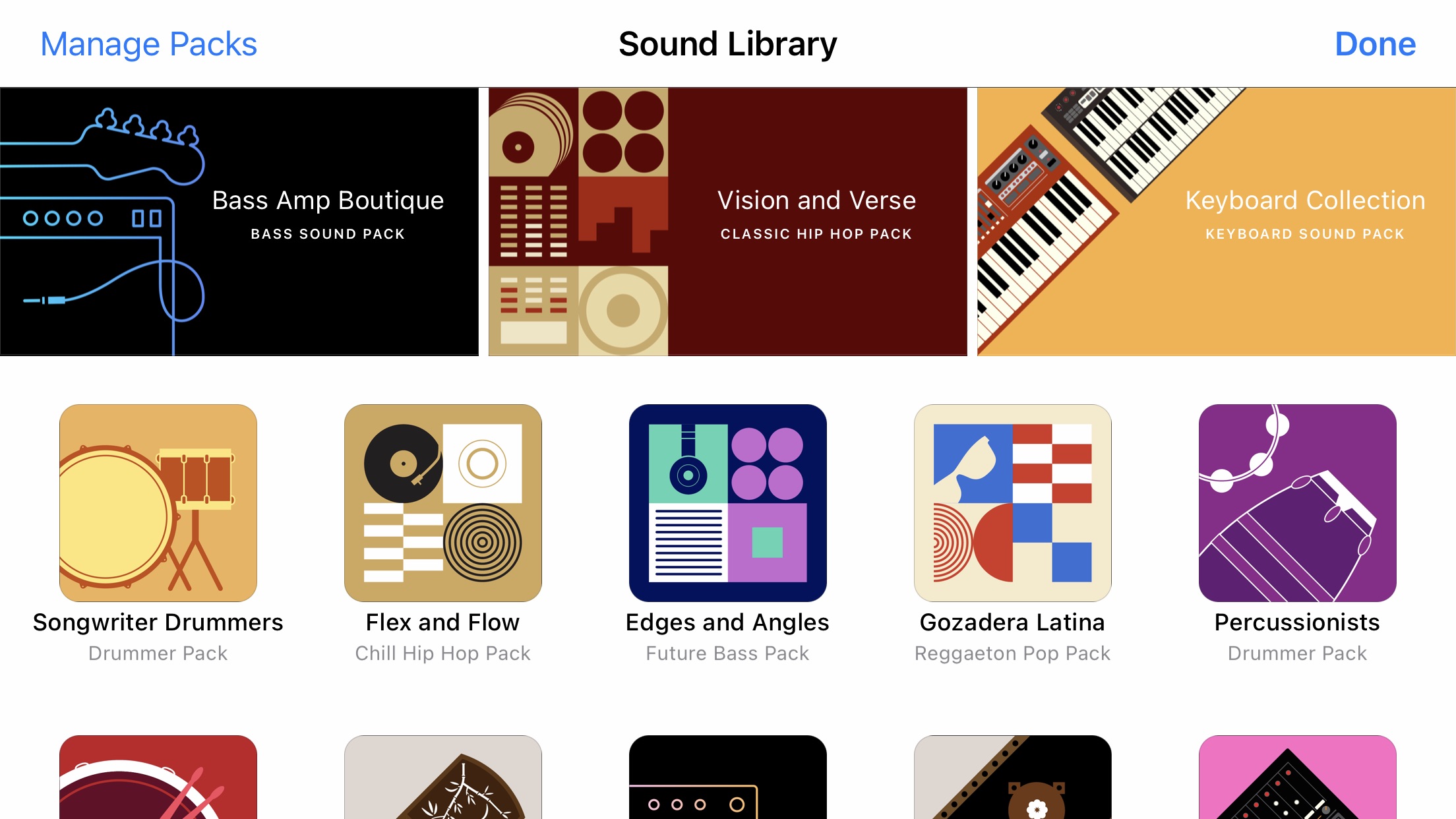 Screenshot do app GarageBand