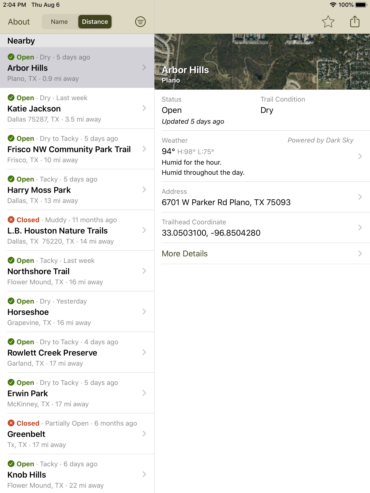 DORBA Trail Status screenshot 2