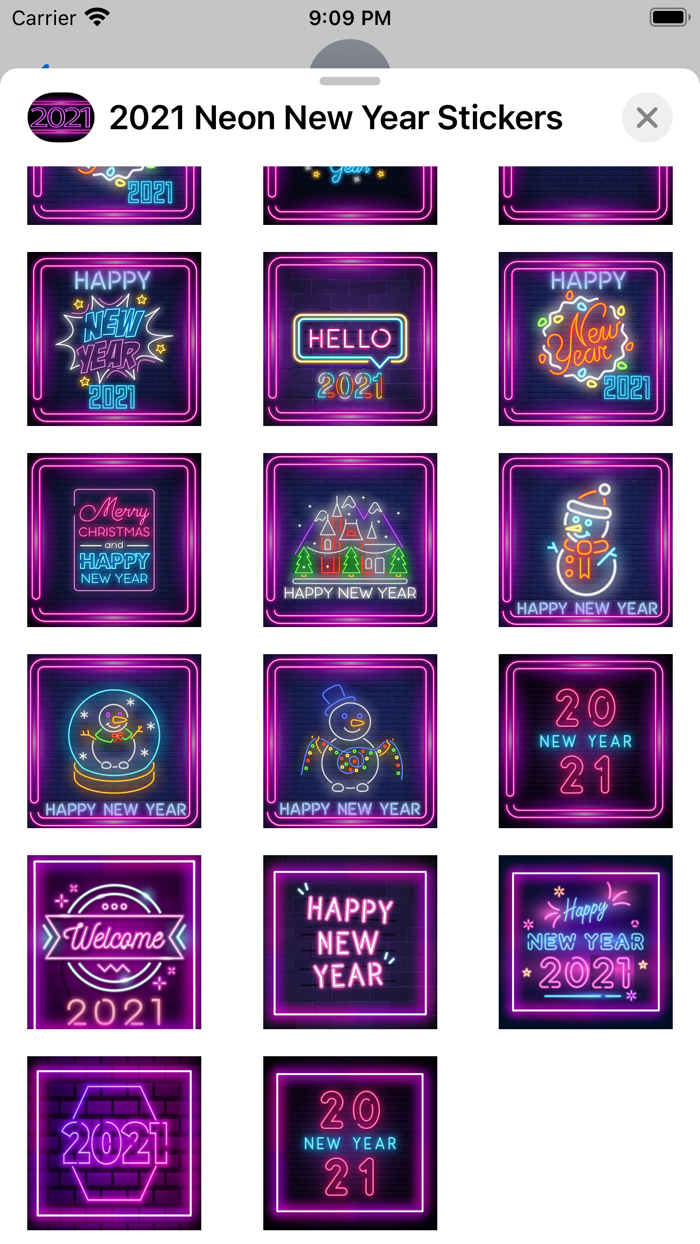 2021 Neon New Year Stickers