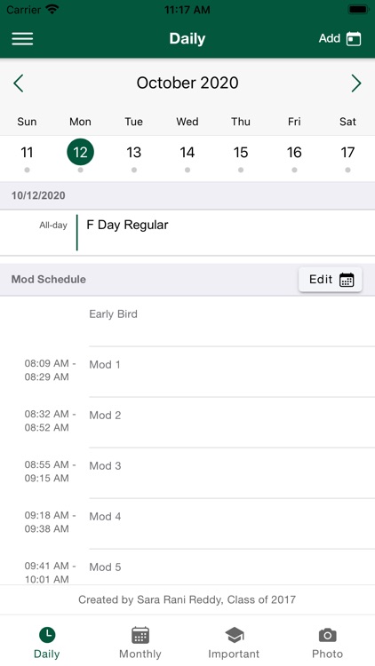 Ursuline Merici Schedule App