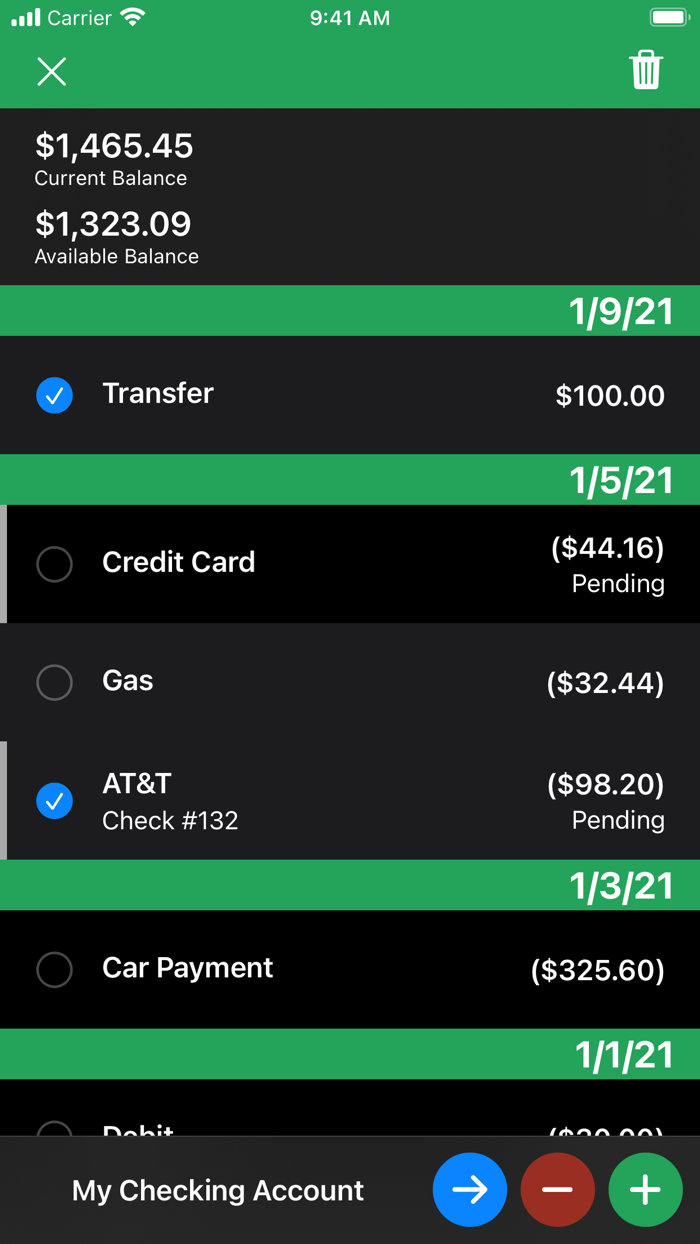 Transactions Simple Checkbook