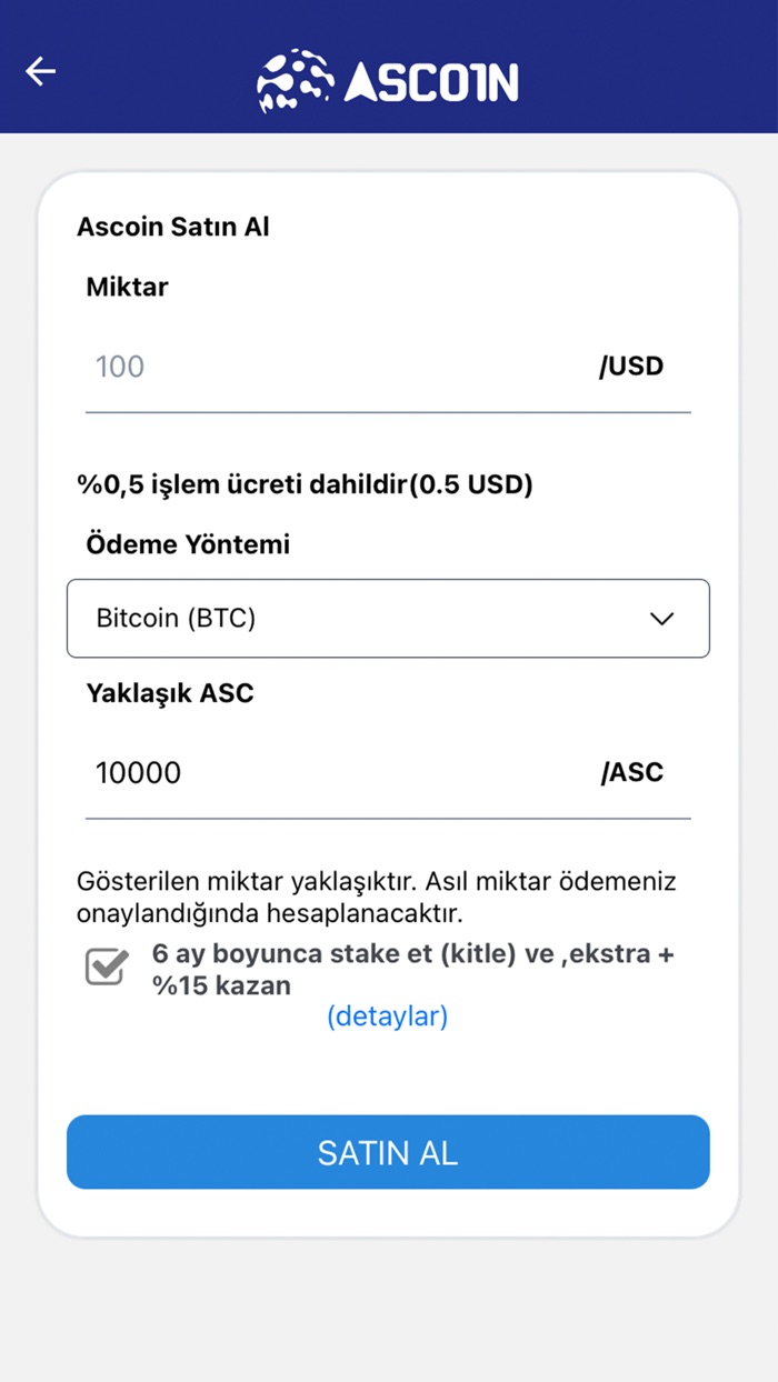 Ascoin Mobil Cüzdan