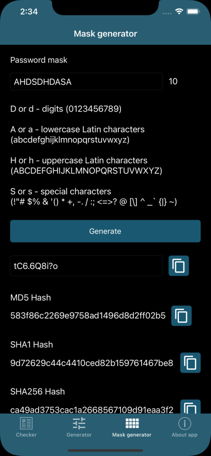 Password checker, generator