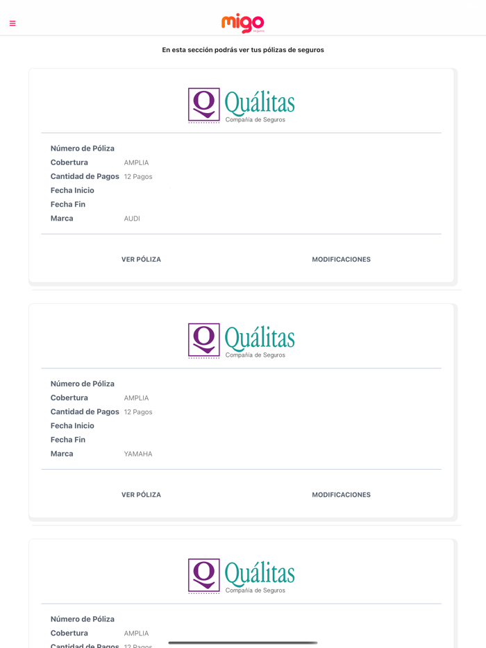 Migo Seguros - Móvil