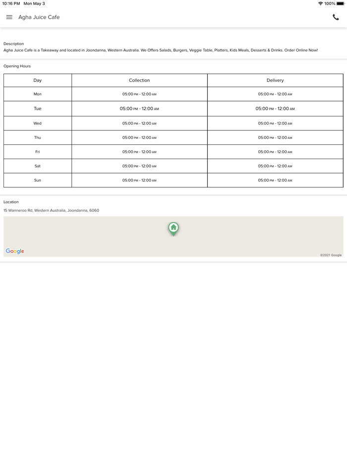 Agha Juice Cafe Joondanna