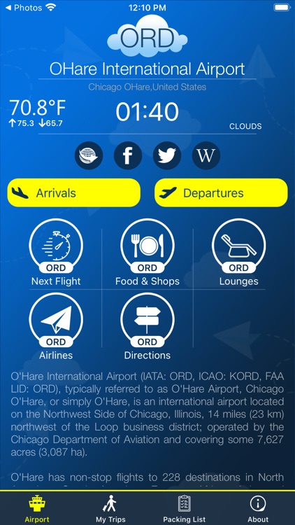 Chicago Airport Info + Radar