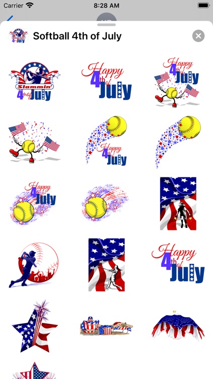 Softball 4th of July Stickers