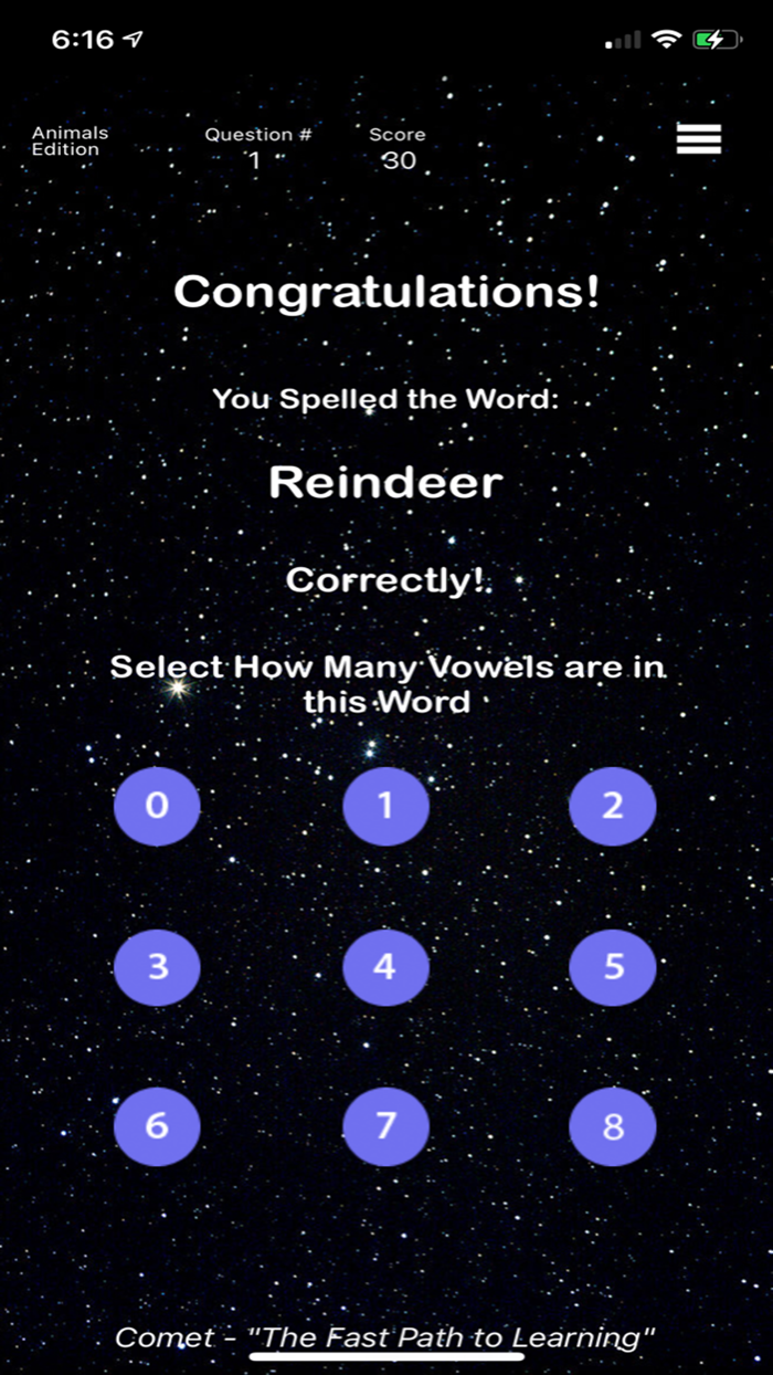 Animals - Comet Spelling Game