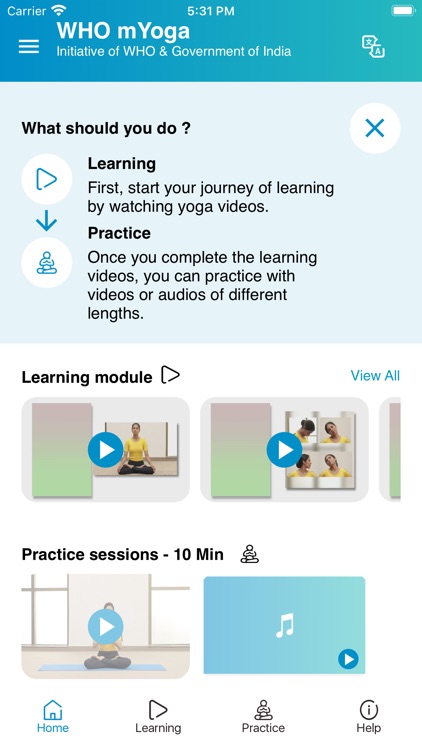 WHO mYoga App