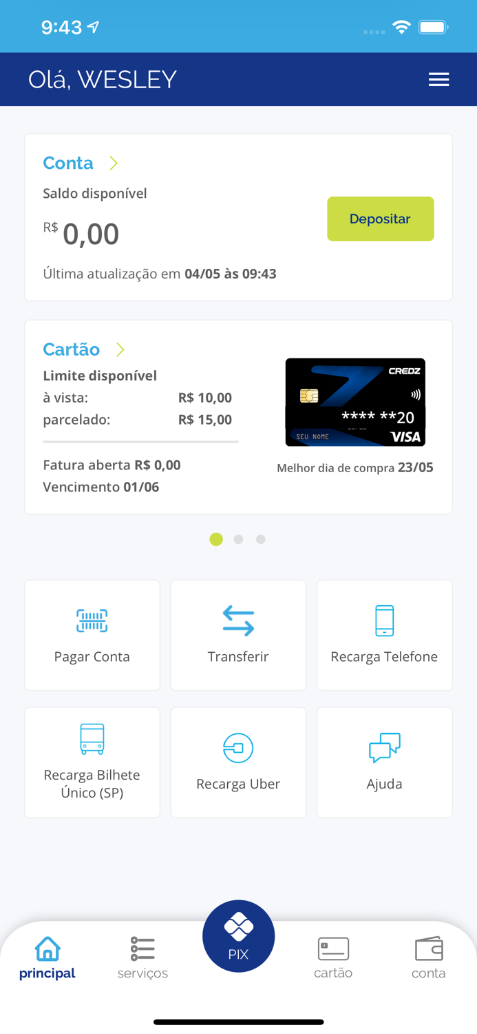 Credz – cartão, conta e Pix