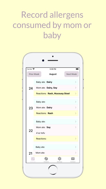 Baby Allergy Log