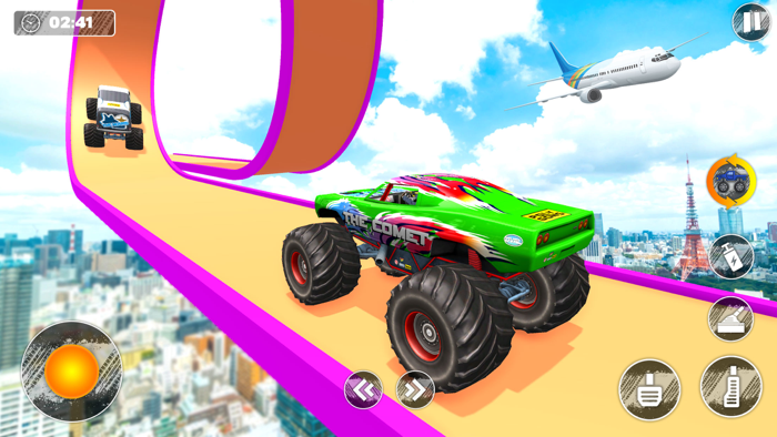 Hot Monster Truck Racing Stunt