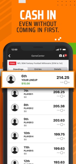 DraftKings Fantasy Football app screenshot