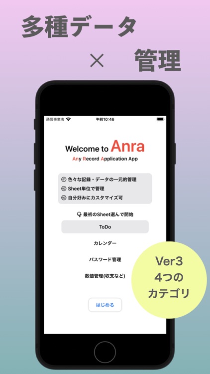 AnRA / ToDo, パスワードなど多種データ一元的管理