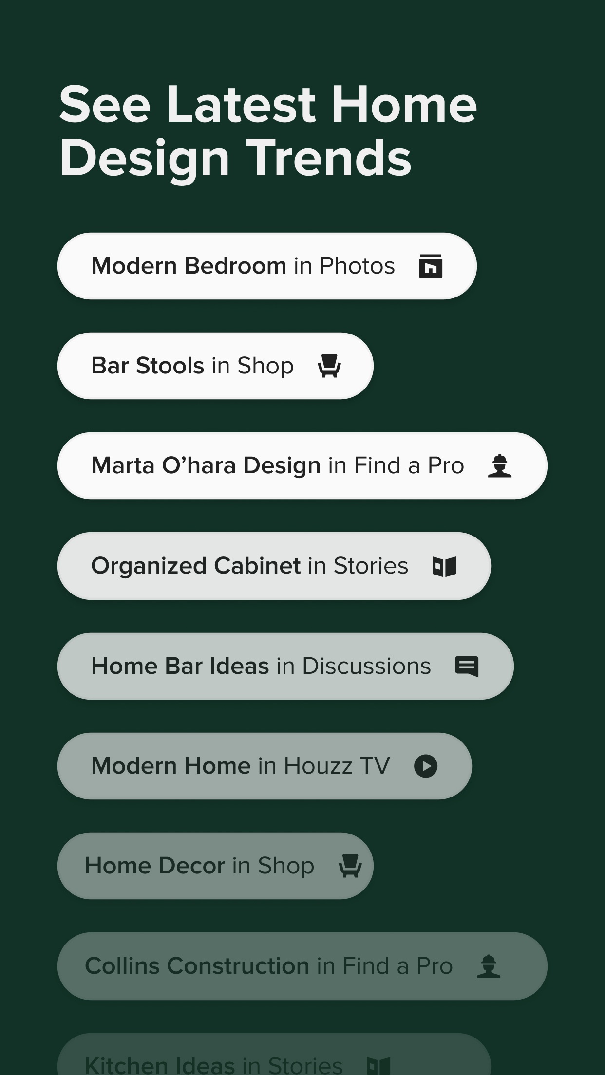 Screenshot do app Houzz - Home Design & Remodel