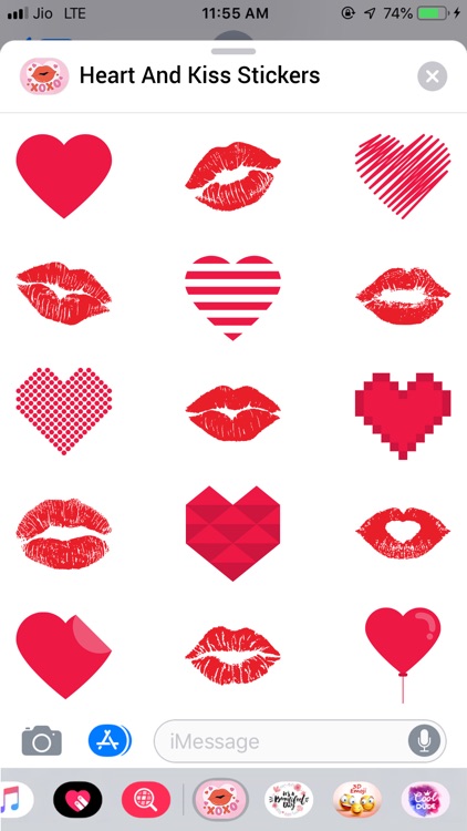 Heart and Kiss Stickers