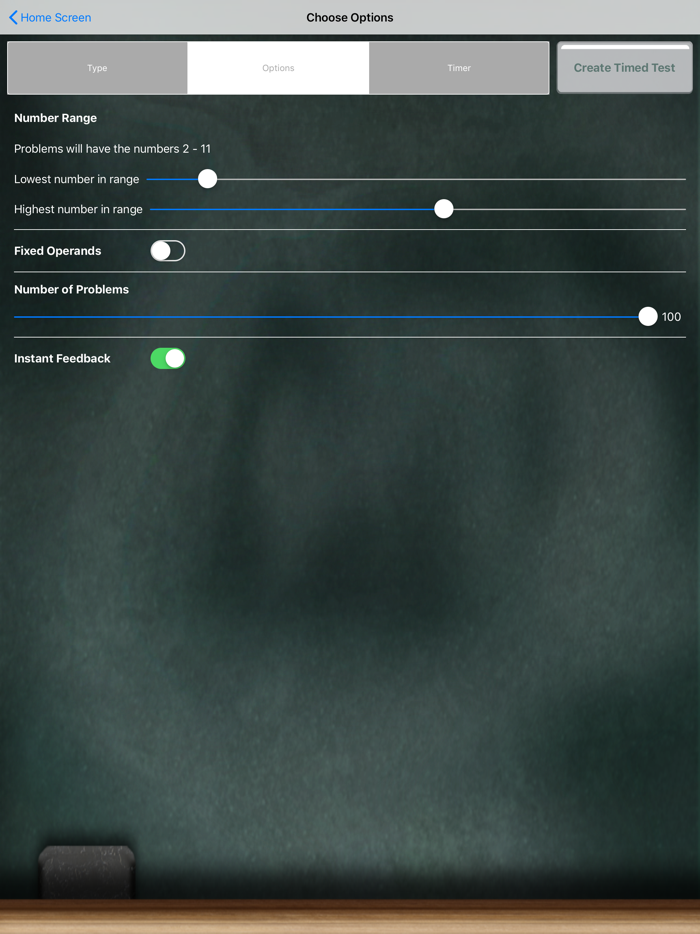 Timed Test for Math Facts