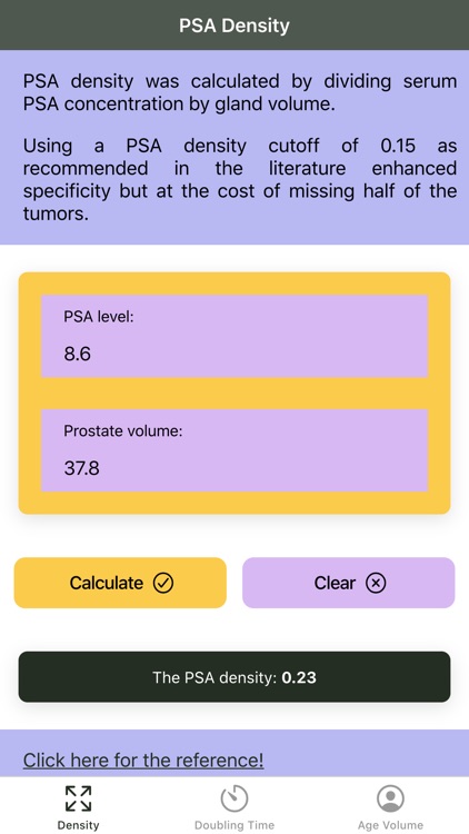 prostate volume calculator psa density