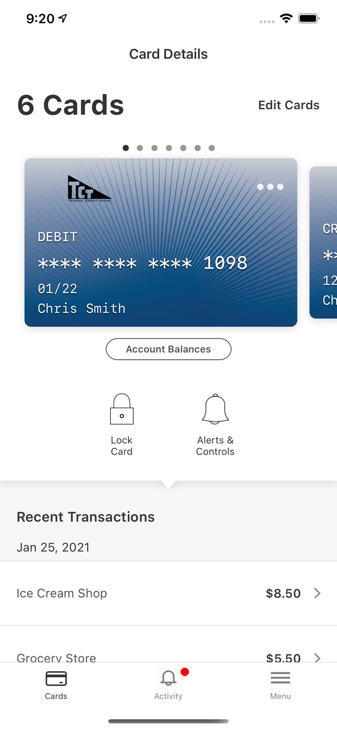 TCTFCU Card Controls