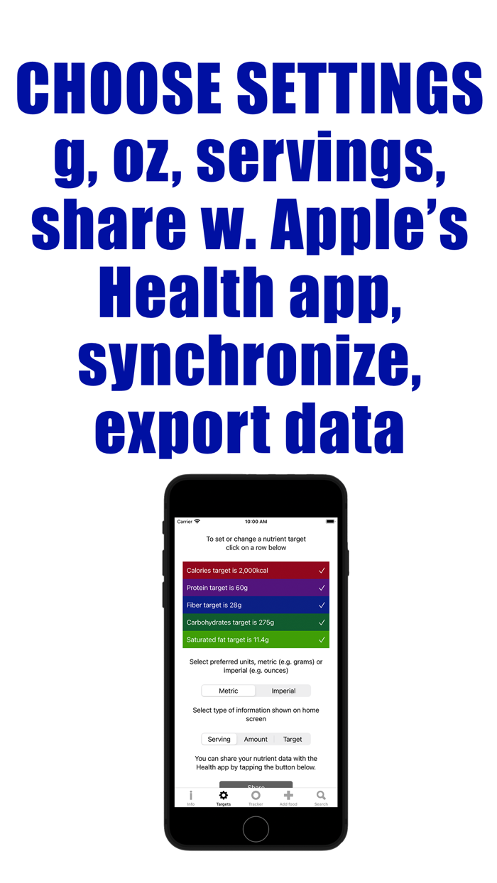 Healthy Diet Targets Tracker