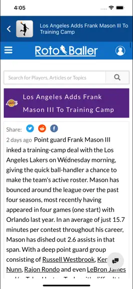 Game screenshot Fantasy NBA by RotoBaller hack