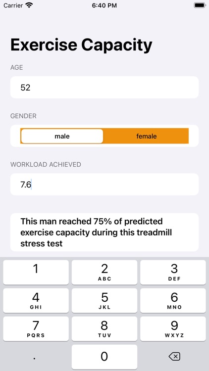 Exercise Capacity Calculator
