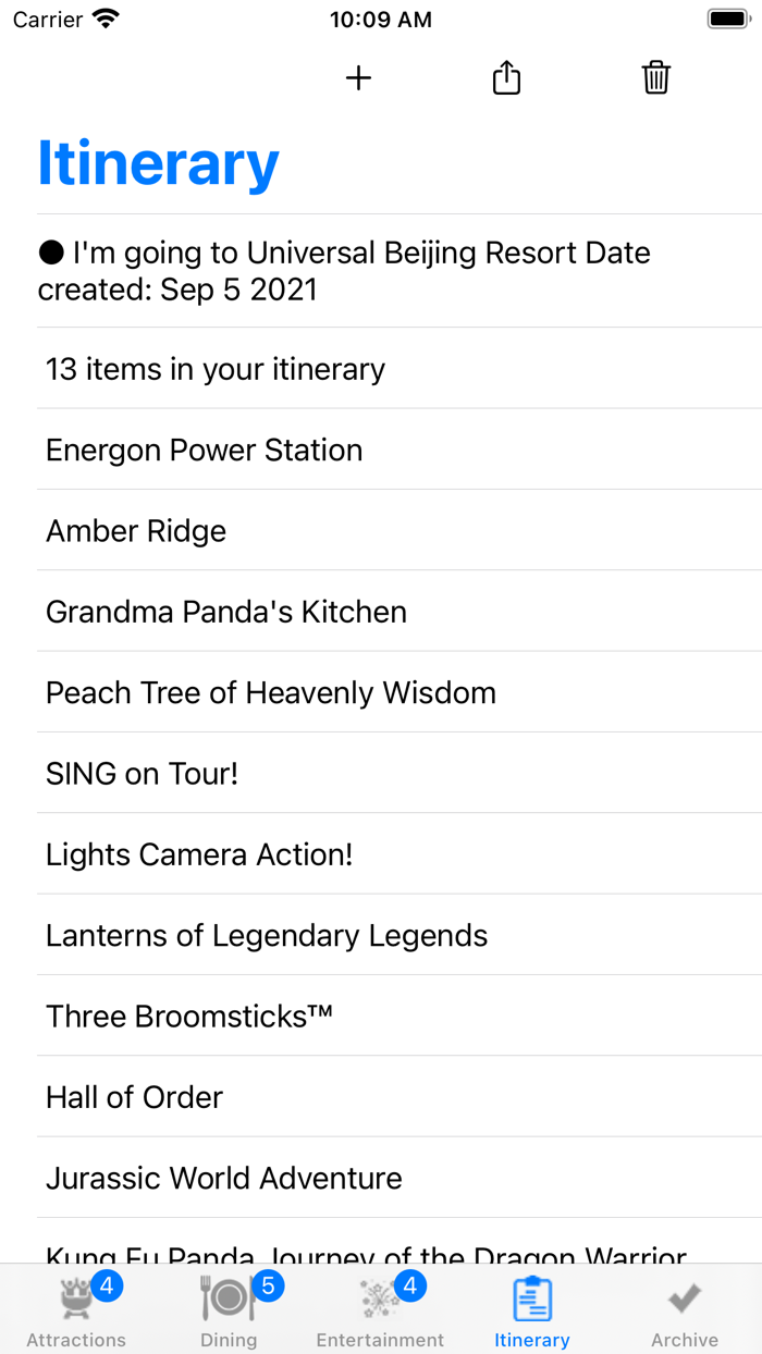 Theme Park Checklist Beijing