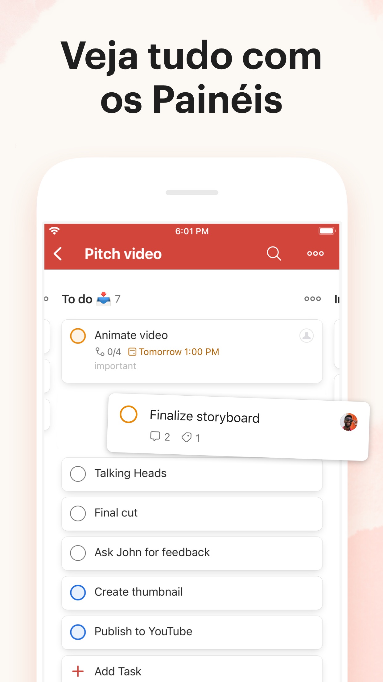 Screenshot do app Todoist: To do list e tarefas
